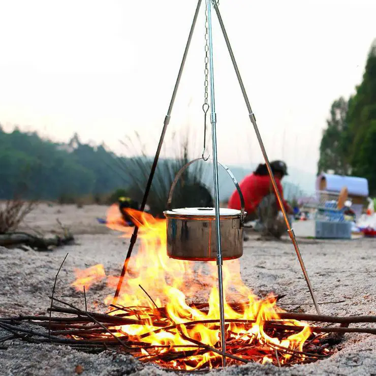 3 sections Outdoor camping campfire tripod Hanging pot picnic fire holder Aluminum oy tripod camping supplies