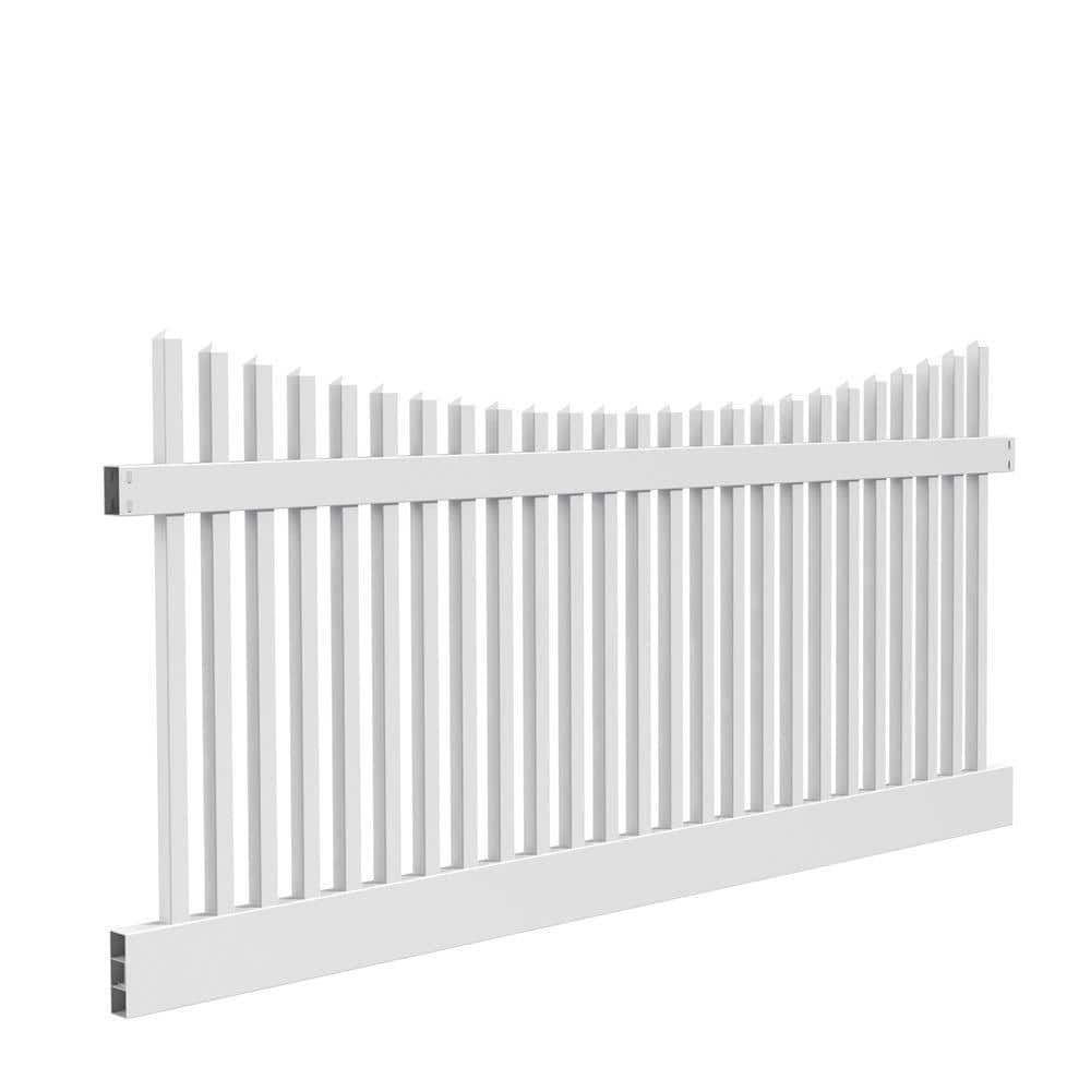 Barrette Outdoor Living Yukon Scallop 4 ft. H x 8 ft. W White Vinyl Un-Assembled Fence Panel 73011753