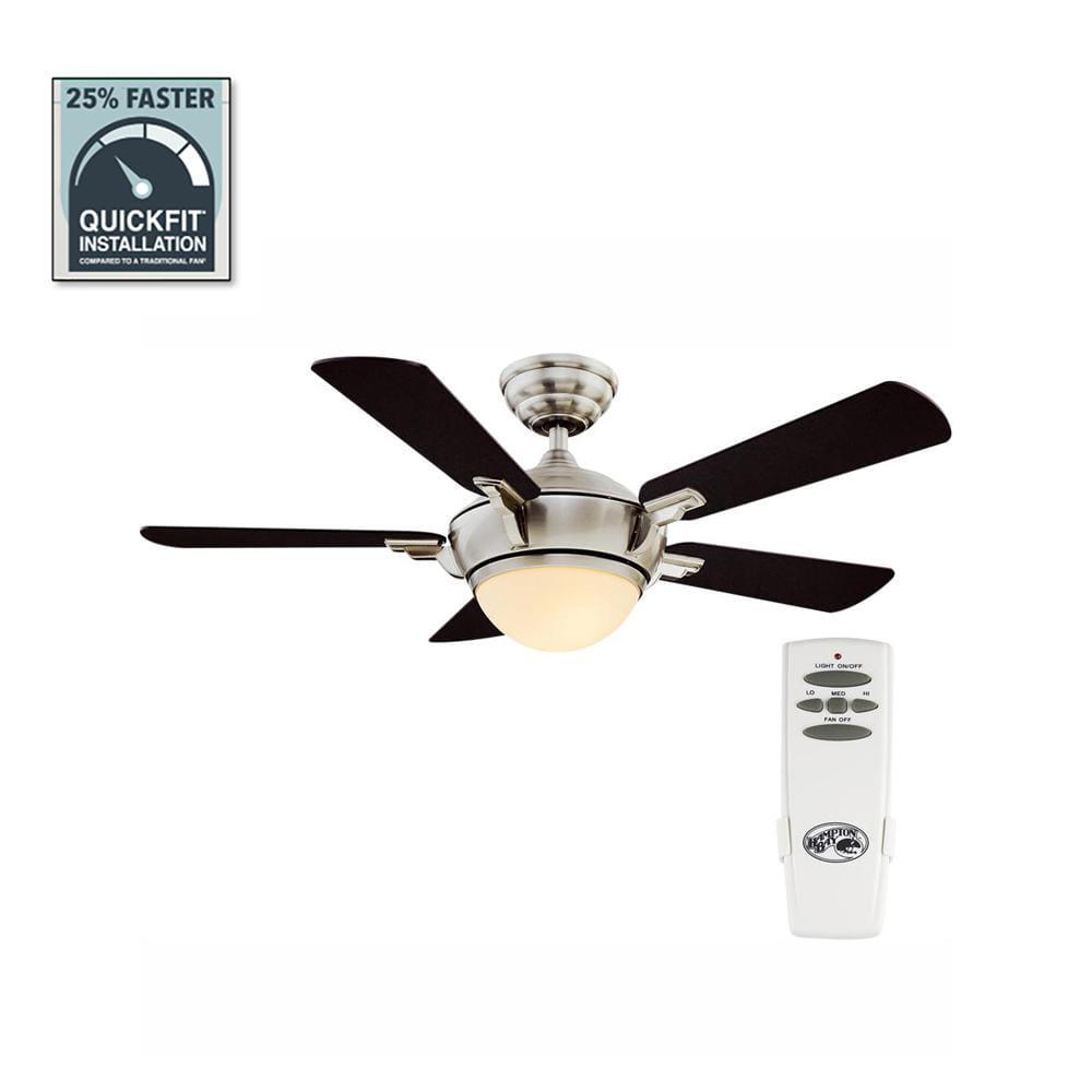 Hampton Bay Midili 44 in Indoor LED Brushed Nickel Dry Rated Ceiling Fan with 5 Reversible Blades Light Kit and Remote Control