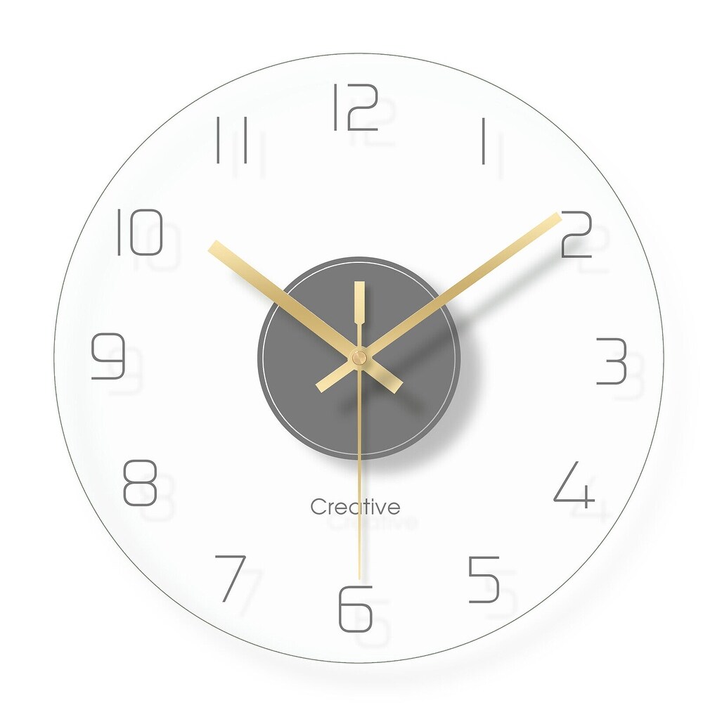 Modern Round Ultra thin Tempered Glass Wall mounted Clock   11.6in