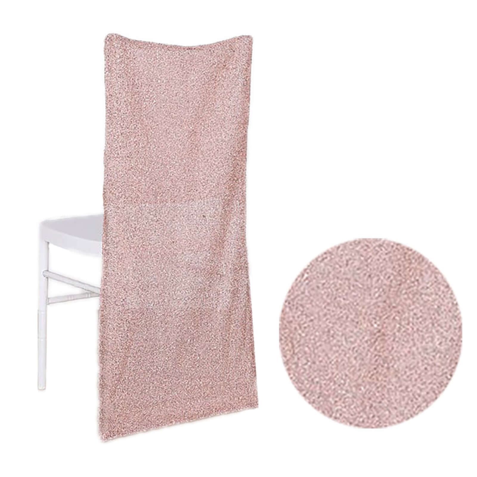 Rose Gold Metallic Shimmer Tinsel Spandex Stretch Chair Slipcover