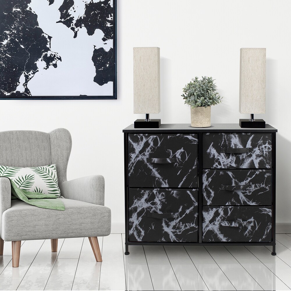 5 Drawer Bedroom Chest Dresser and TV Stand  Marble Collection