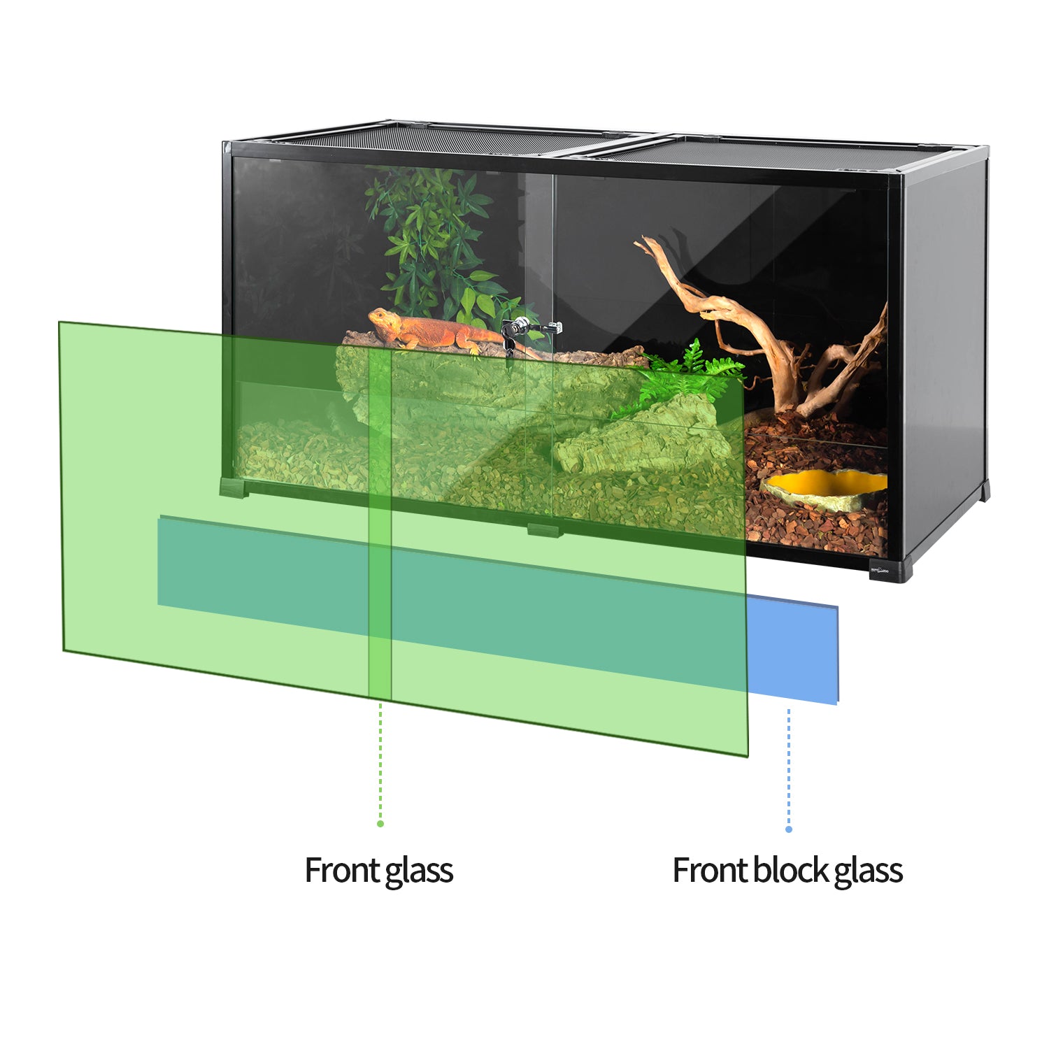 REPTI ZOO 120-Gallon Black Glass Reptile Terrarium