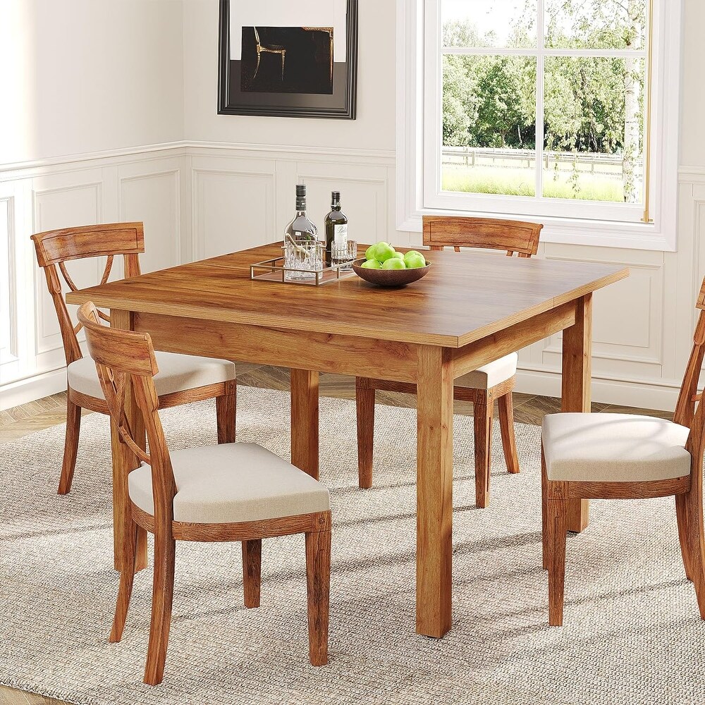 Country Rustic Square Dining Table with Solid Wood Legs   39.4\