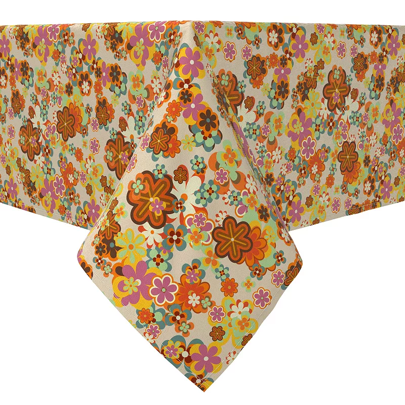 Square Tablecloth， 100% Cotton， 60x60， Retro Floral Summer Style