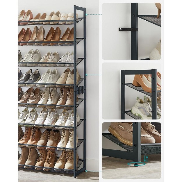 Songmics 8 tier Metal Shoe Rack Adjustable Shelves Hold 32 40 Pairs Set Of 2 Stackable Shoe Organizers Gray