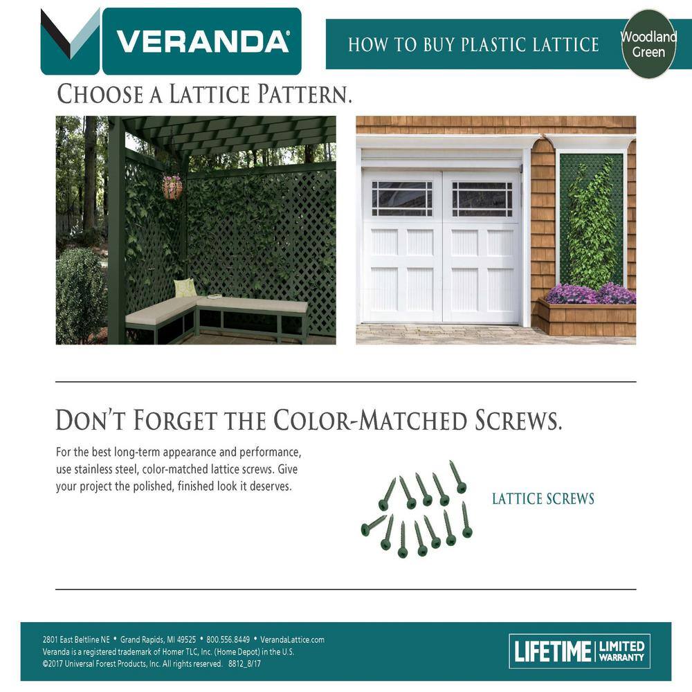 Veranda 4 ft. x 8 ft. Woodland Green Garden Vinyl Lattice 82966