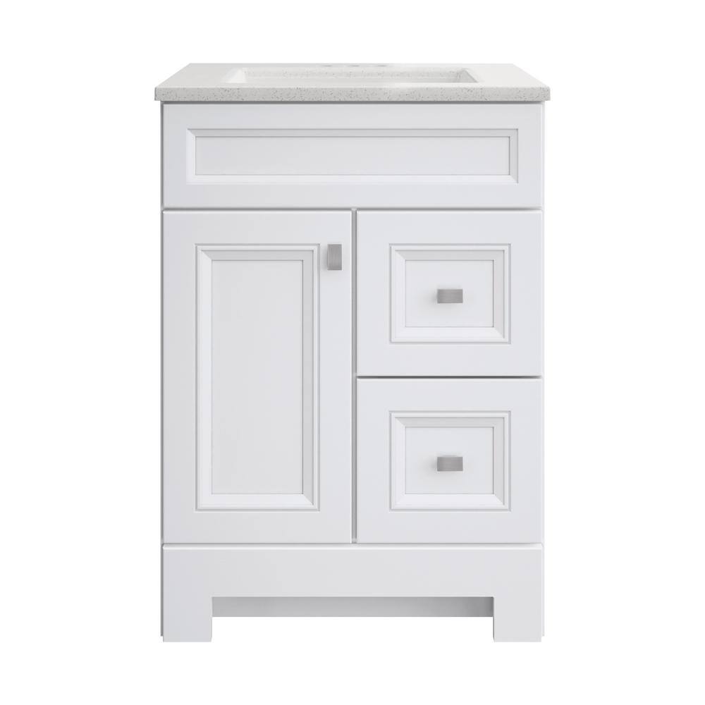 Home Decorators Collection Sedgewood 24.5 in. W x 18.8 in. D x 34.4 in. H Freestanding Bath Vanity in White with Arctic Solid Surface Top PPLNKWHT24D