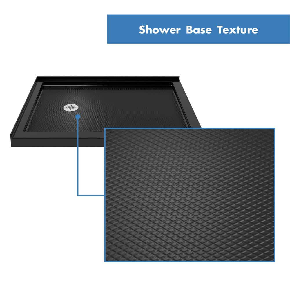 DreamLine SlimLine 36 in x 36 in Double Threshold Shower Base in Black Color with Corner Drain