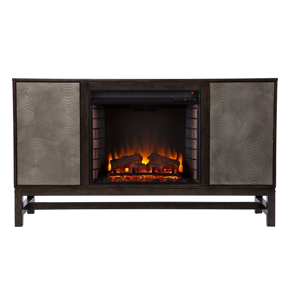 SEI Furniture Lanigan Contemporary Brown Wood Electric Fireplace