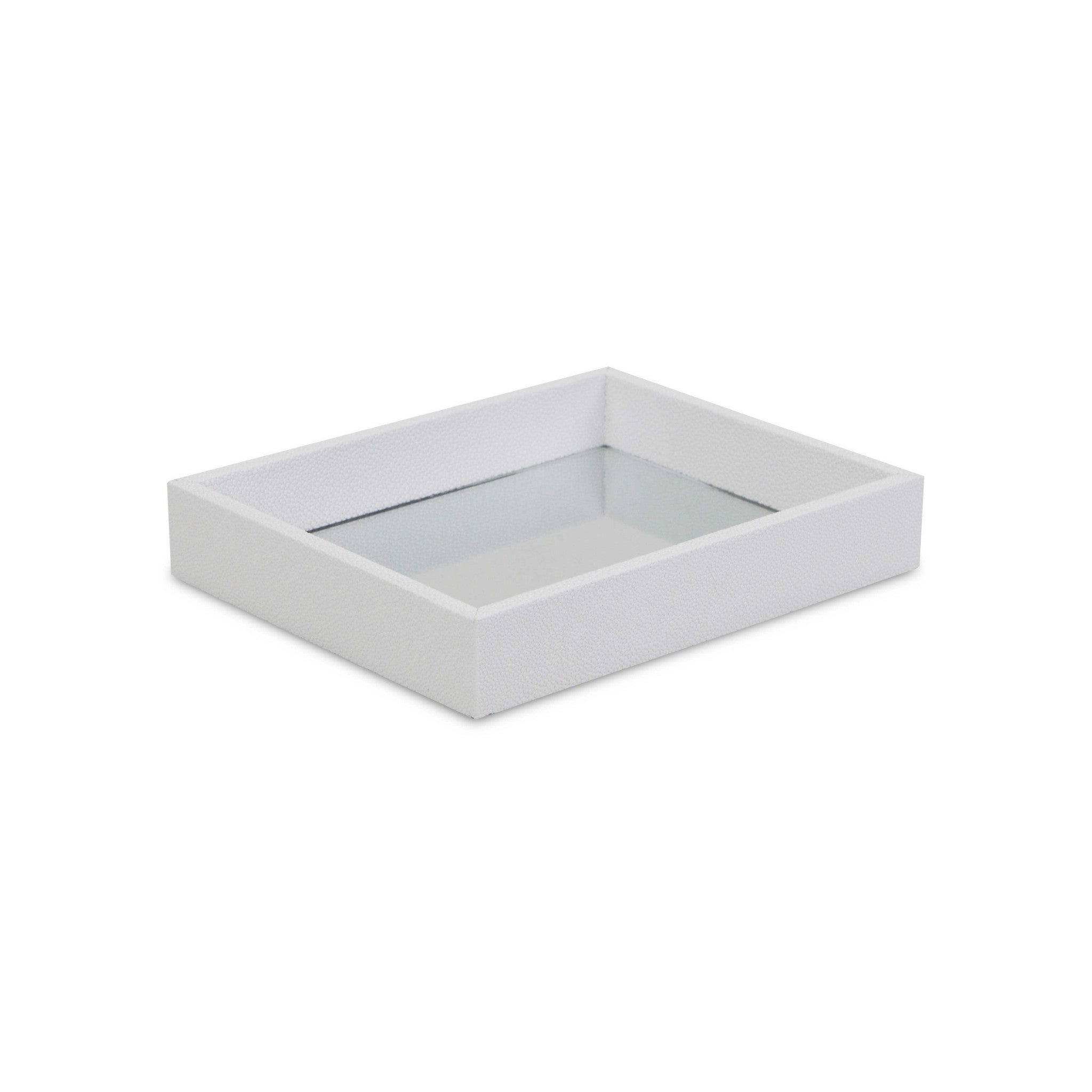 White Shagreen Mirrored Tray - 18 W x 14 D x 7 H