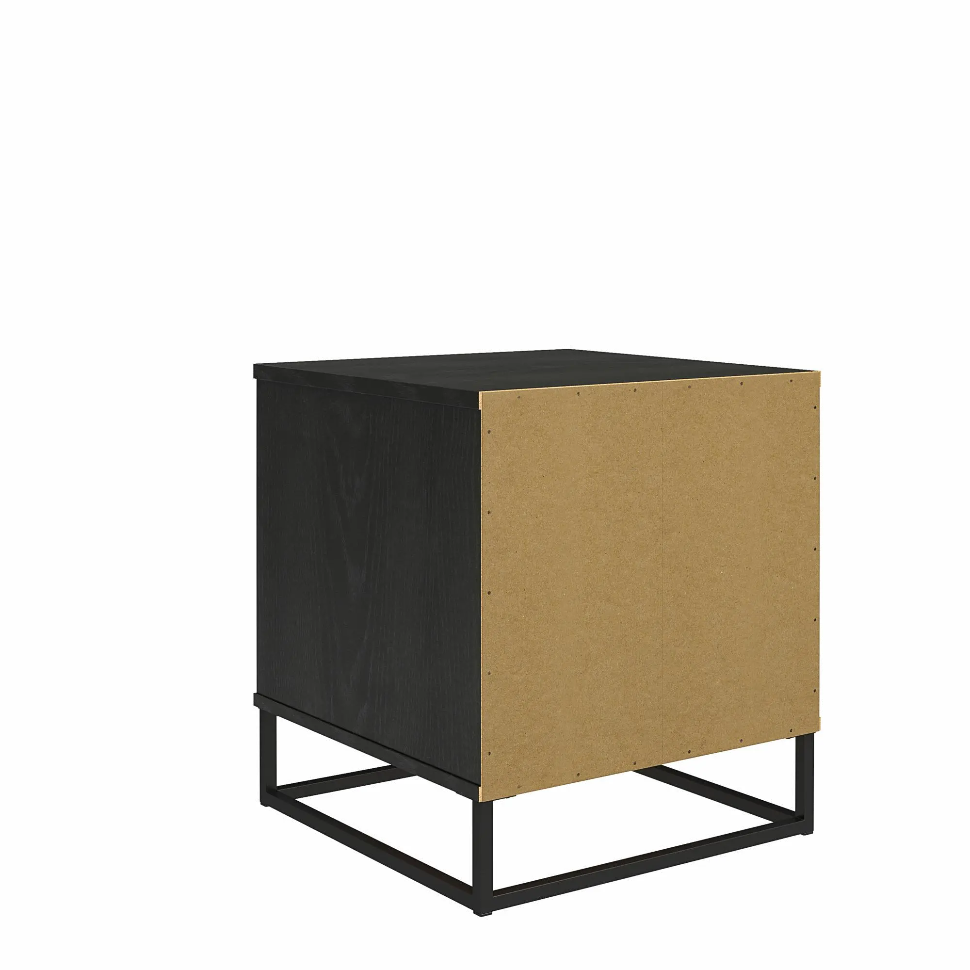 Kelly Transitional Rattan and Black Oak Nightstand