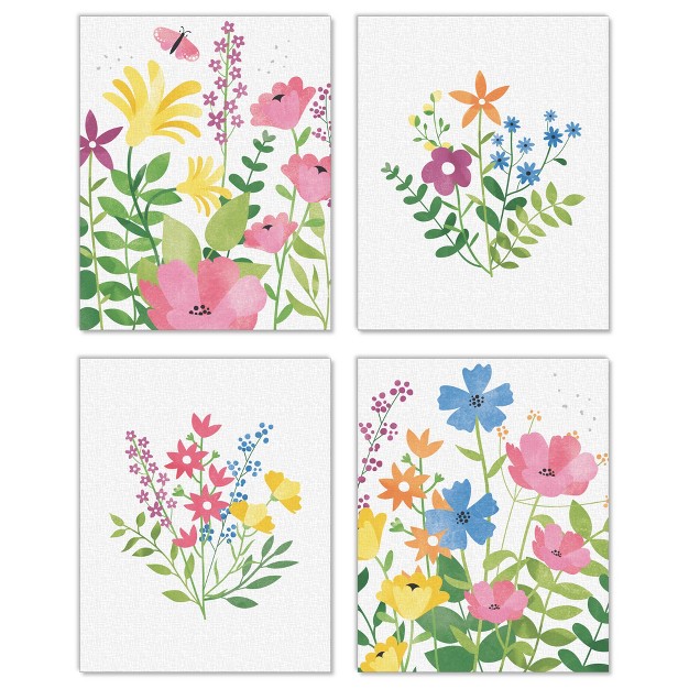 Big Dot Of Happiness Wildflowers Unframed Floral Nursery And Room Decor Linen Paper Wall Art Set Of 4 Artisms 8 X 10 Inches