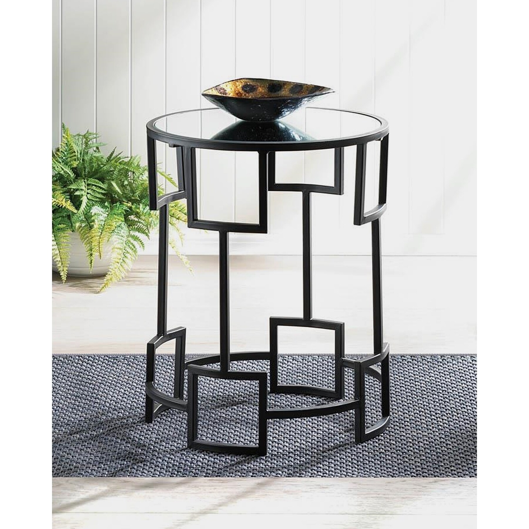 Bonita Geometric Design Round End Table