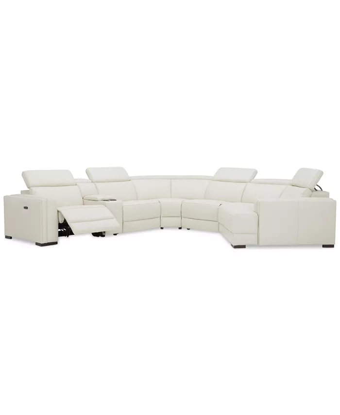 Furniture Jenneth 6-Pc. Leather Sofa with 1 Power Motion Recliner and Cuddler