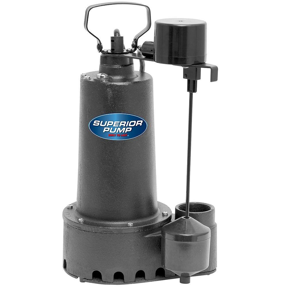 Superior Pump 13 HP Submersible Cast Iron Sump Pump with Vertical Float Switch 92352