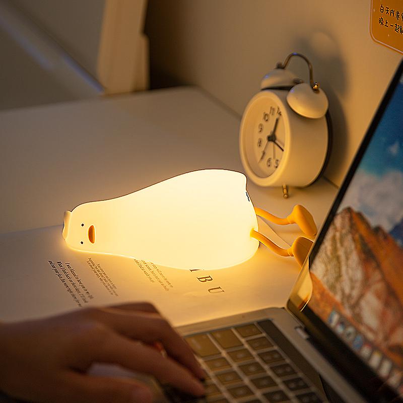 Duck Nightlights Led Night Light Duckling Rechargeable Lamp Usb Cartoon Silicone Children Kid Bedroom Decoration Christmas  Gift