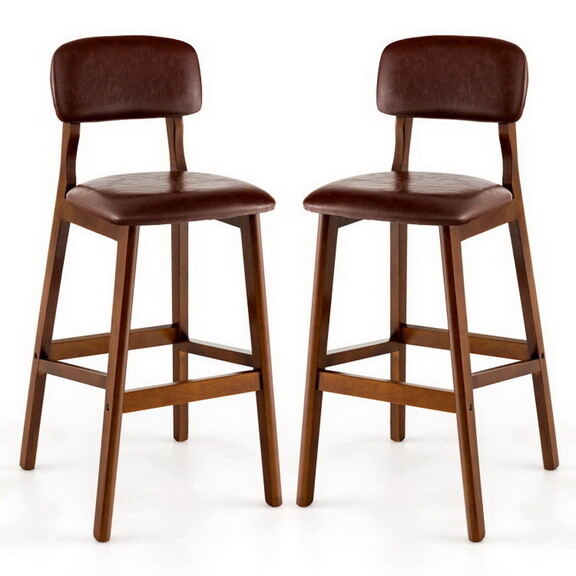 Costway 92371465 29 Inch Upholstered PU Bar Stools...