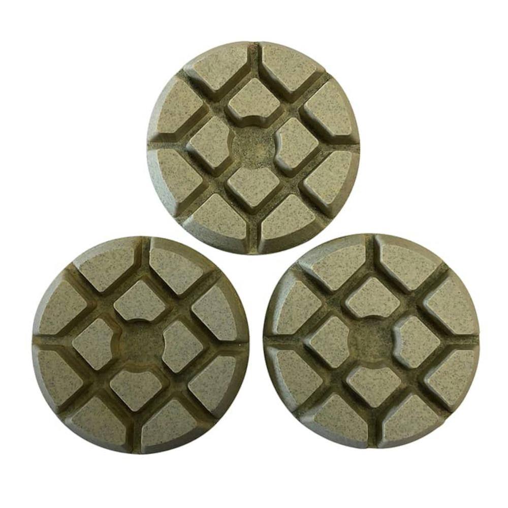 EDiamondTools 3 in. Resin Bond Diamond Polishing Pads for Terrazzo or Marble Light Resin #50 Grit Wet only (Set of 3) RTP30050_THD