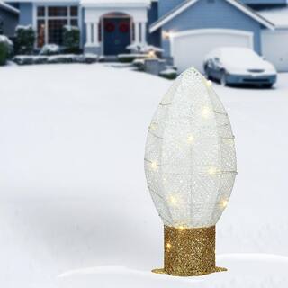  20 in. Pre-Lit White Christmas Light Bulb Decoration MZ17-ZF2010C