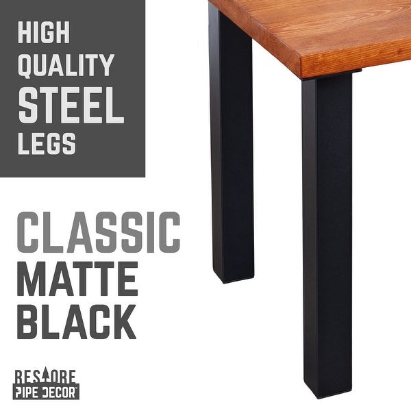 PIPE DECOR Solid Wood End Table Top with (4) Matte Black Metal Legs