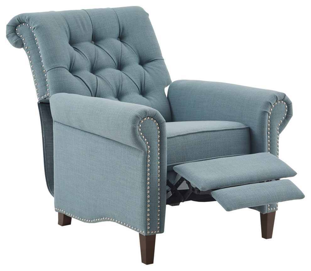 Aidan Rolled Back Push Back Recliner Accent Chair   Transitional   Recliner Chairs   by Olliix  Houzz