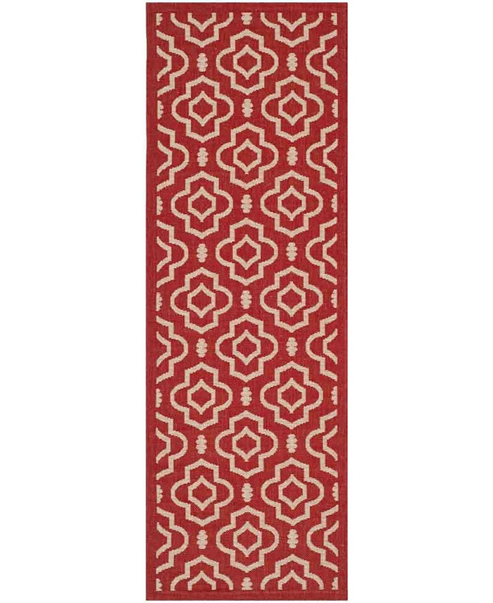 Safavieh Courtyard CY6926 Red and Bone 2'3 x 6'7 Sisal Weave Runner Outdoor Area Rug