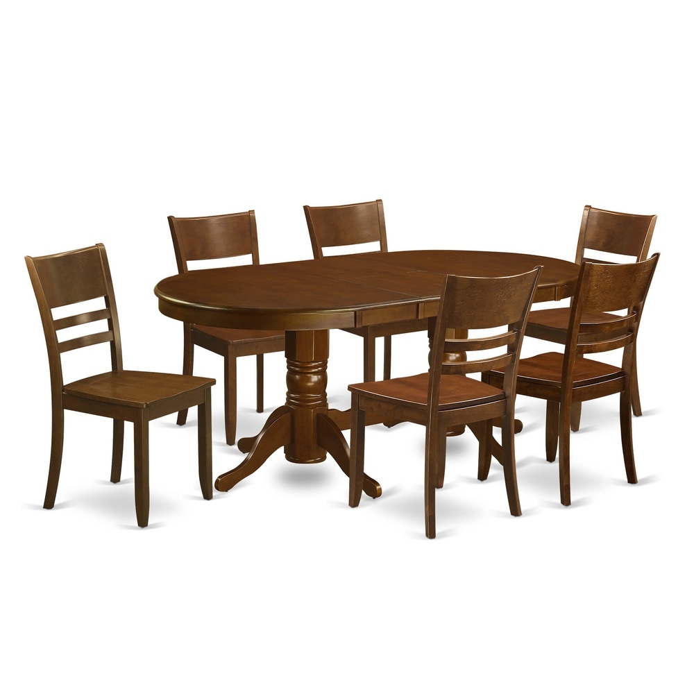 East West Furniture Dining Room Table Set   an Oval Kitchen Table with Butterfly Leaf and Dining Chairs  Espresso(Pieces Option)