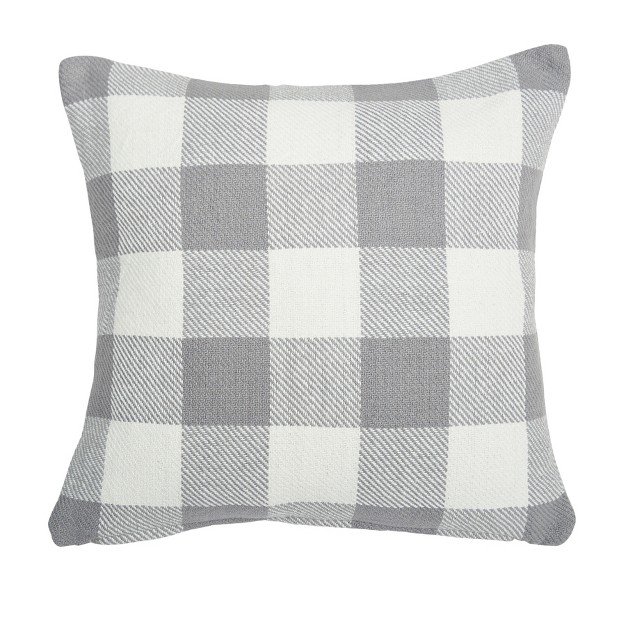 X 18 quot Franklin Slate Gingham Check Woven Throw Pillow