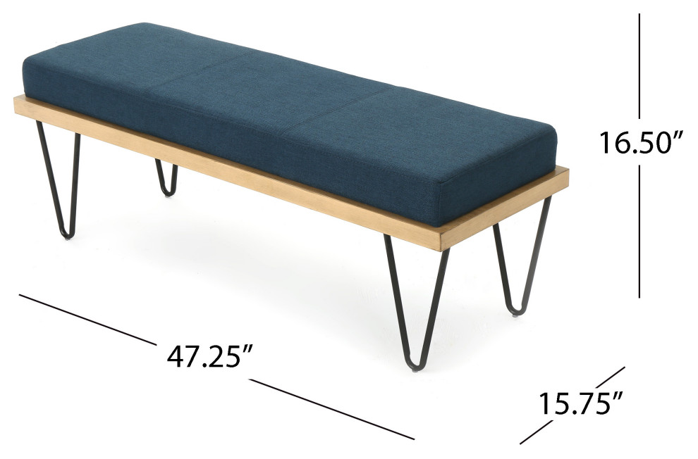 GDF Studio Elaina Industrial Modern Fabric Bench   Midcentury   Upholstered Benches   by GDFStudio  Houzz