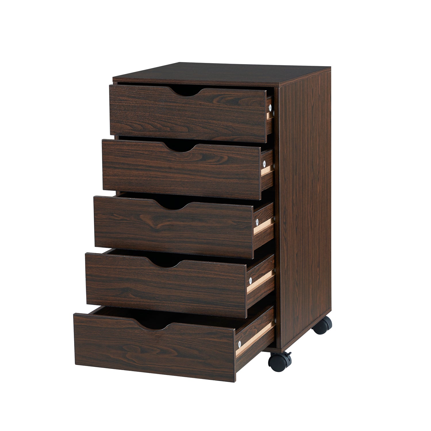 Naomi Home 5 Drawer Dresser, Tall Dressers for Bedroom, Kids Dresser with Wheels, Durable Storage Dresser, Small Dresser for Closet, Makeup Dresser with 180 lbs Capacity - Espresso