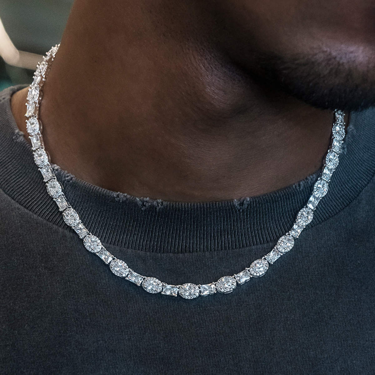 Oval Emerald Cut Tennis Chain