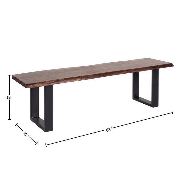 Jessore Handmade Live Edge Acacia Wood and Iron Dining Bench