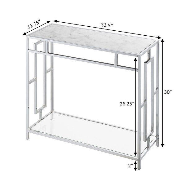 Porch and Den Woodmere Faux Marble Glass Hall Table with Shelf