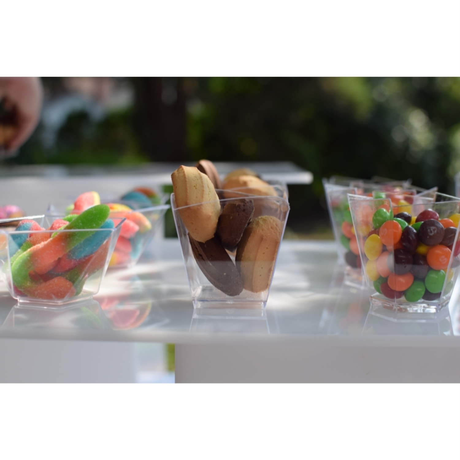 Crown Display Clear Plastic Curved Square Dessert Miniatures cups  - 24 count