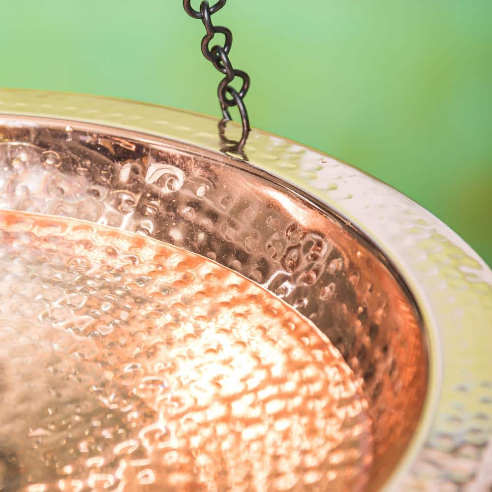 Evergreen Copper Plated Hammered Hanging Birdbath 2GB7033