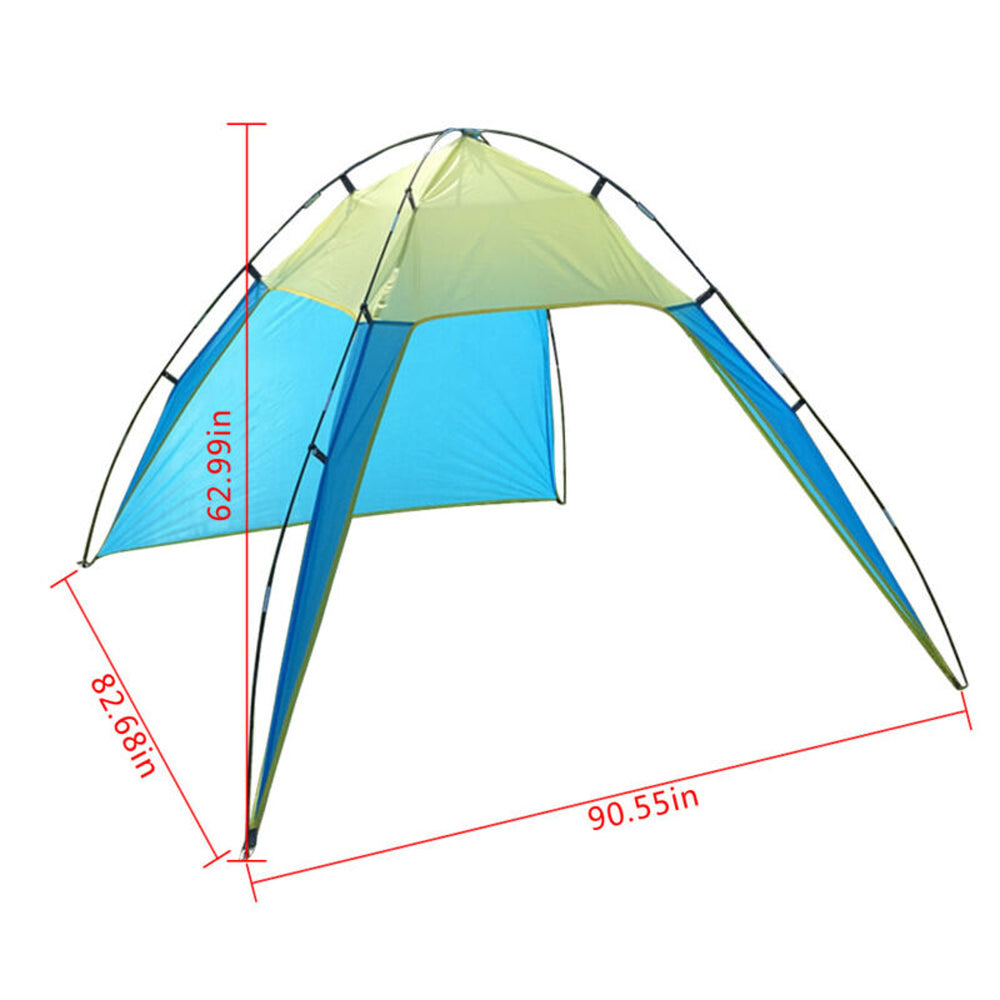 PVUEL Triangle Beach Tent Sun Shade for 4-6 Persons， Portable UV Sun Shelter for Outdoor Camping Fishing Canopy， Blue