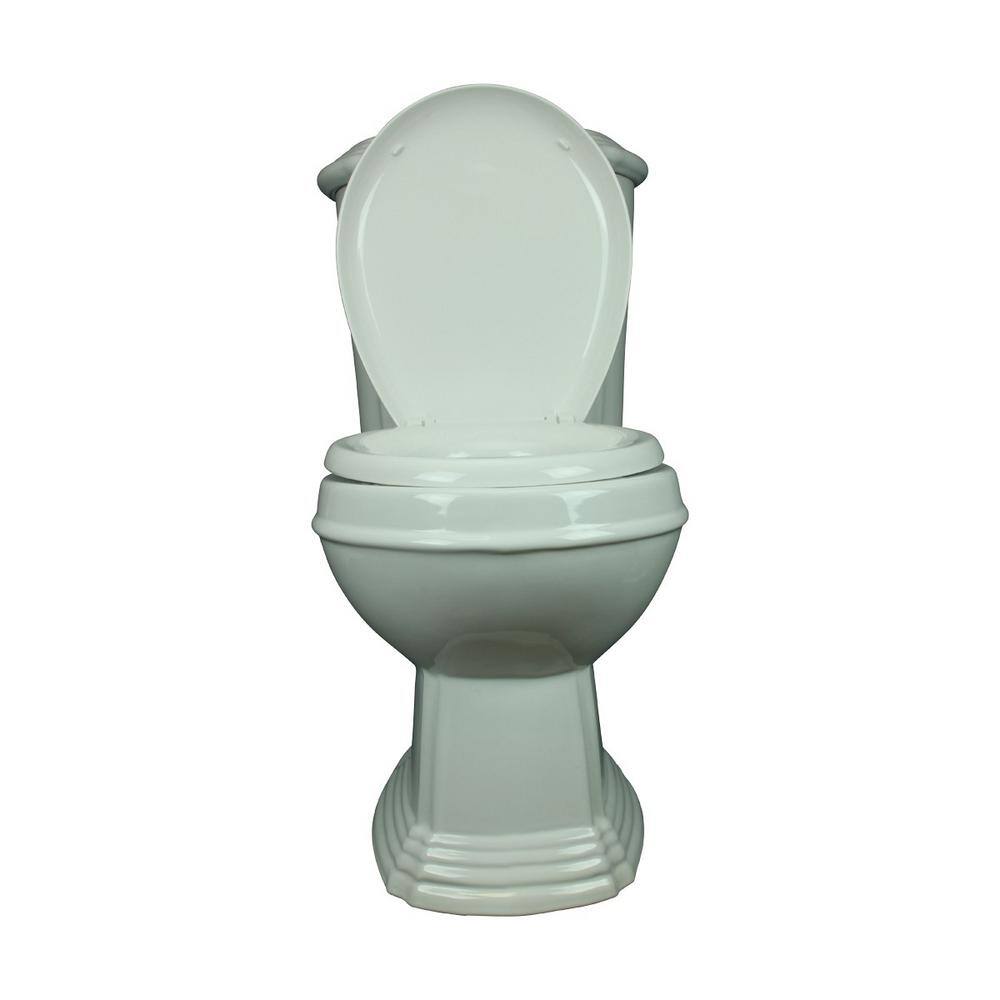 RENOVATORS SUPPLY MANUFACTURING Sheffield 2-Piece 0.8 GPF1.6 GPF WaterSense Dual Flush Round Toilet in White with Slow Close Seat 13752