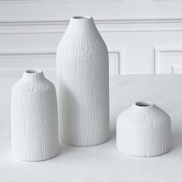 Shopsmaniay Ceramic Bud Vase White set Of 3