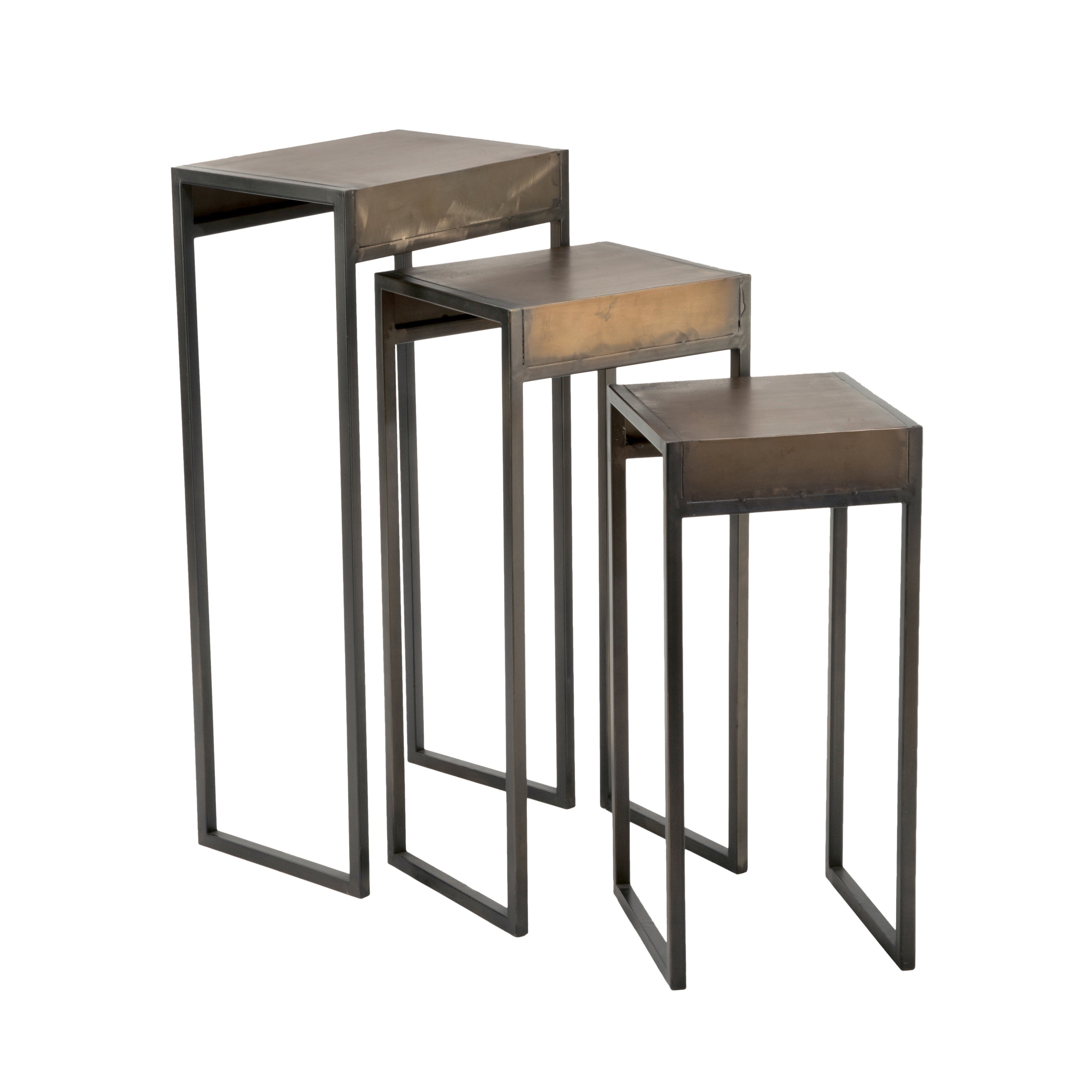 Metal Side Nesting Tables， Set of 3