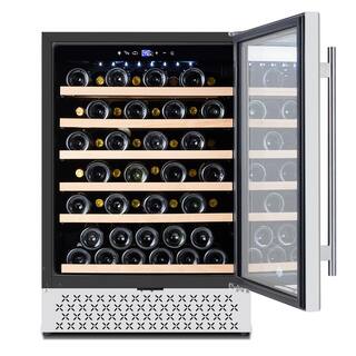 Tylza Single Zone 51-Bottles Built-in and Freestanding Wine Cooler with Childproof Lock in Stainless Steel TYWC150S