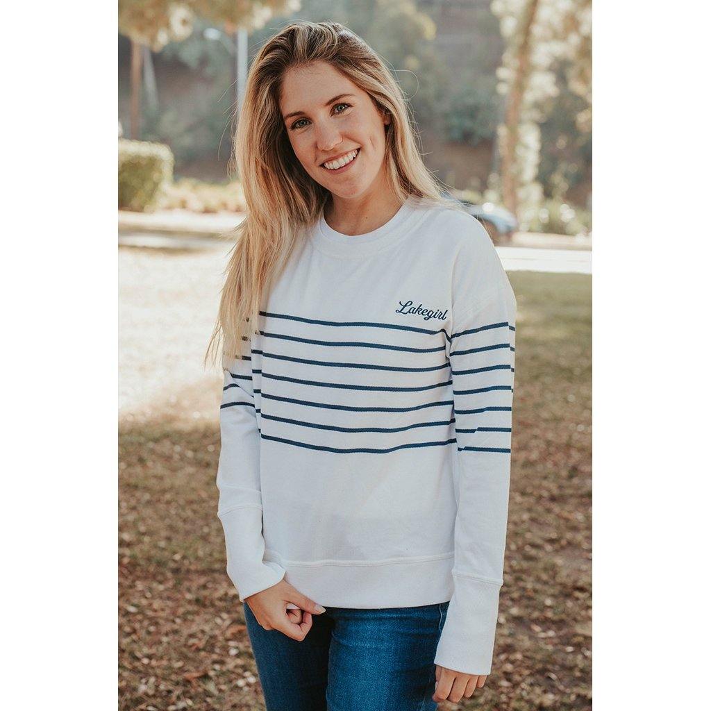 LakeGirl  French Terry Striped Crew Neck