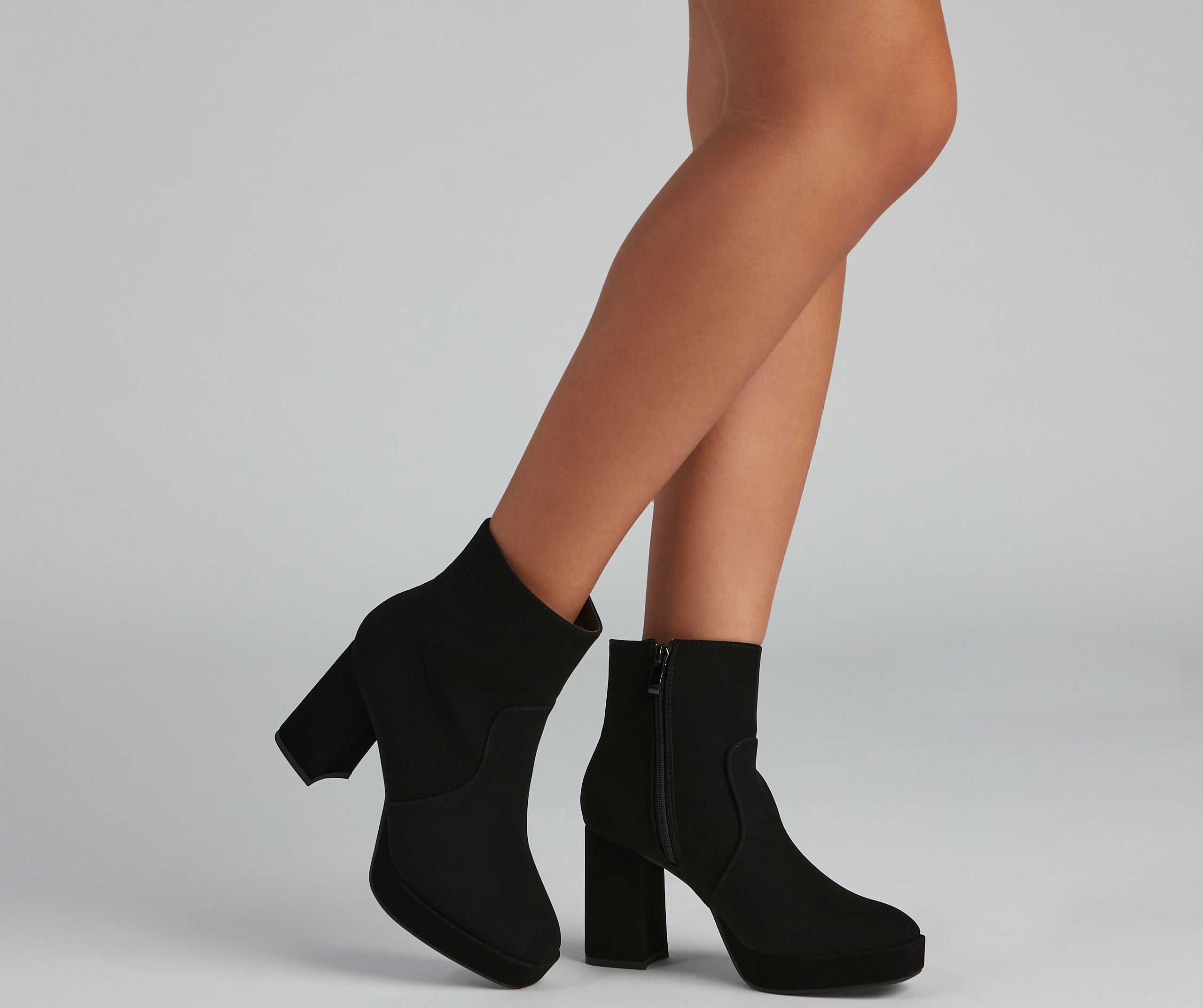 Uptown Chic Nubuck Platform Booties