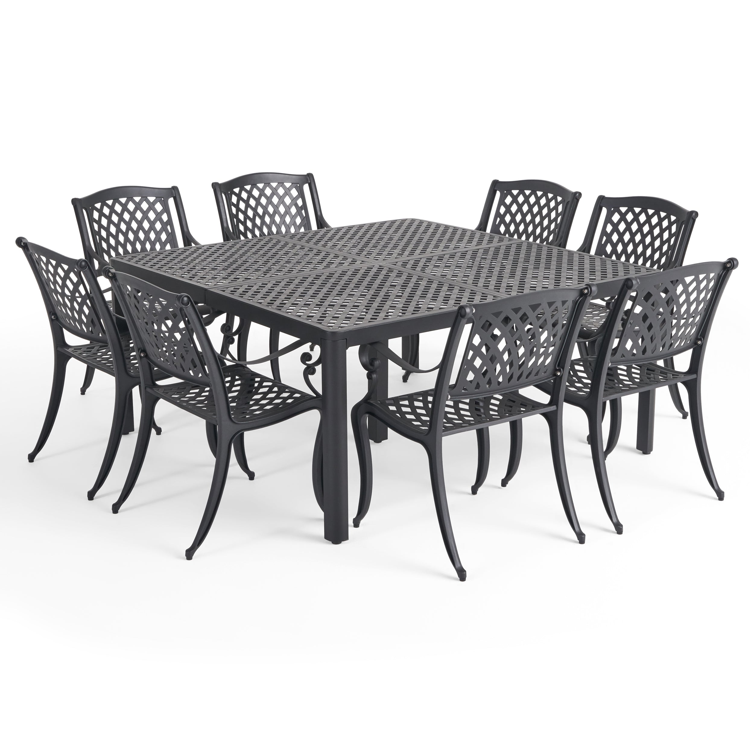 Freda Outdoor Aluminum 8 Seater Dining Set