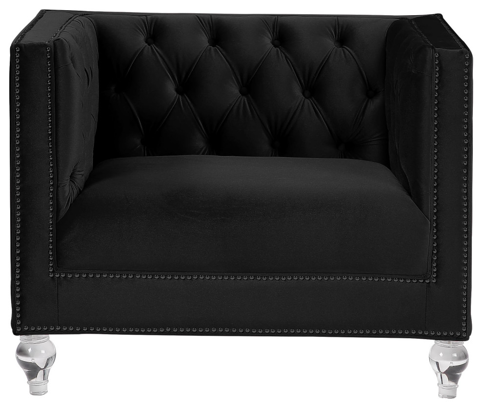 Heibero Chair  Black Velvet   Traditional   Armchairs And Accent Chairs   by Acme Furniture  Houzz