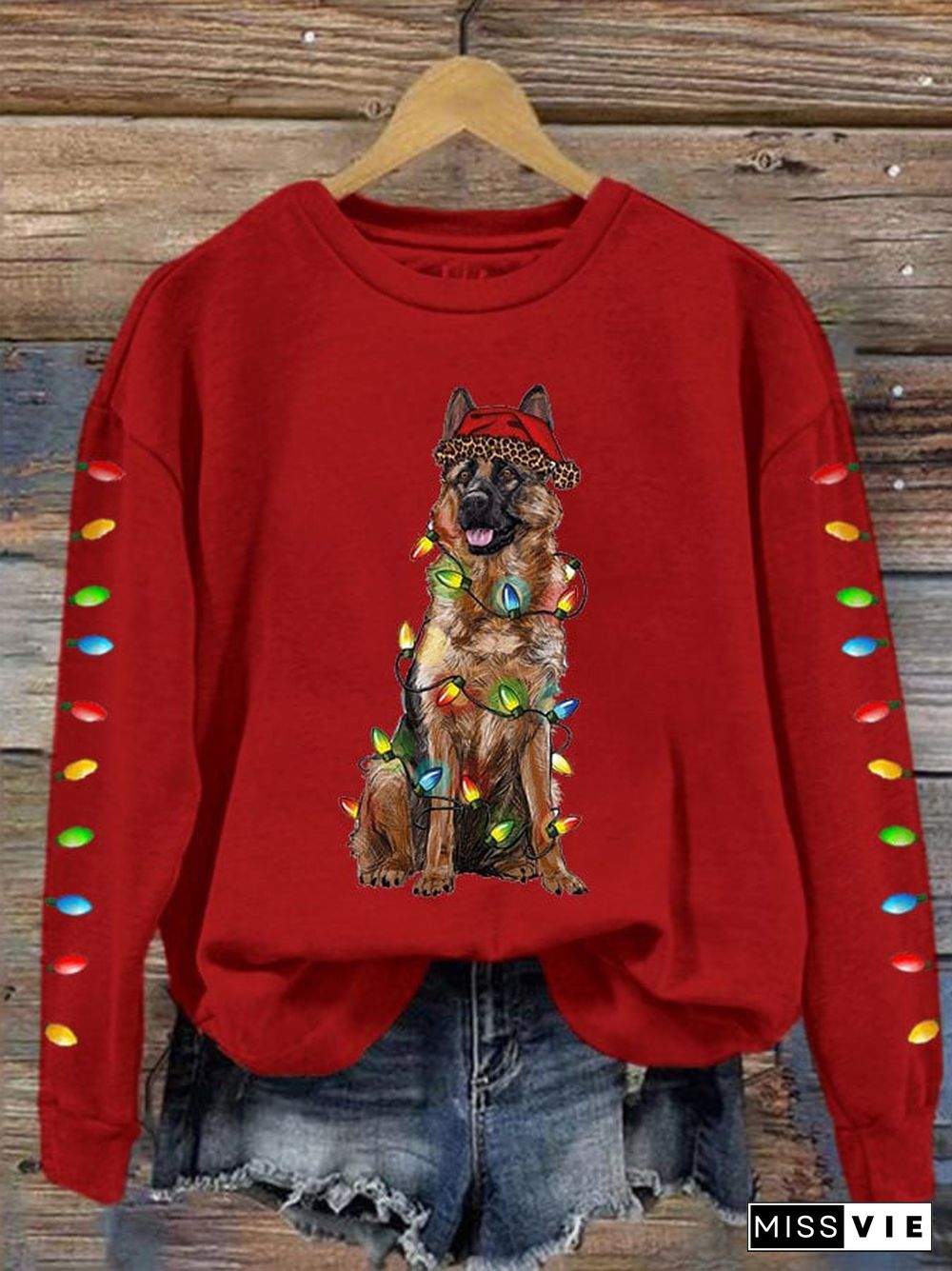 Women's Christmas Dog Mom Print Casual Drop Shoulder Long Sleeve T-Shirt