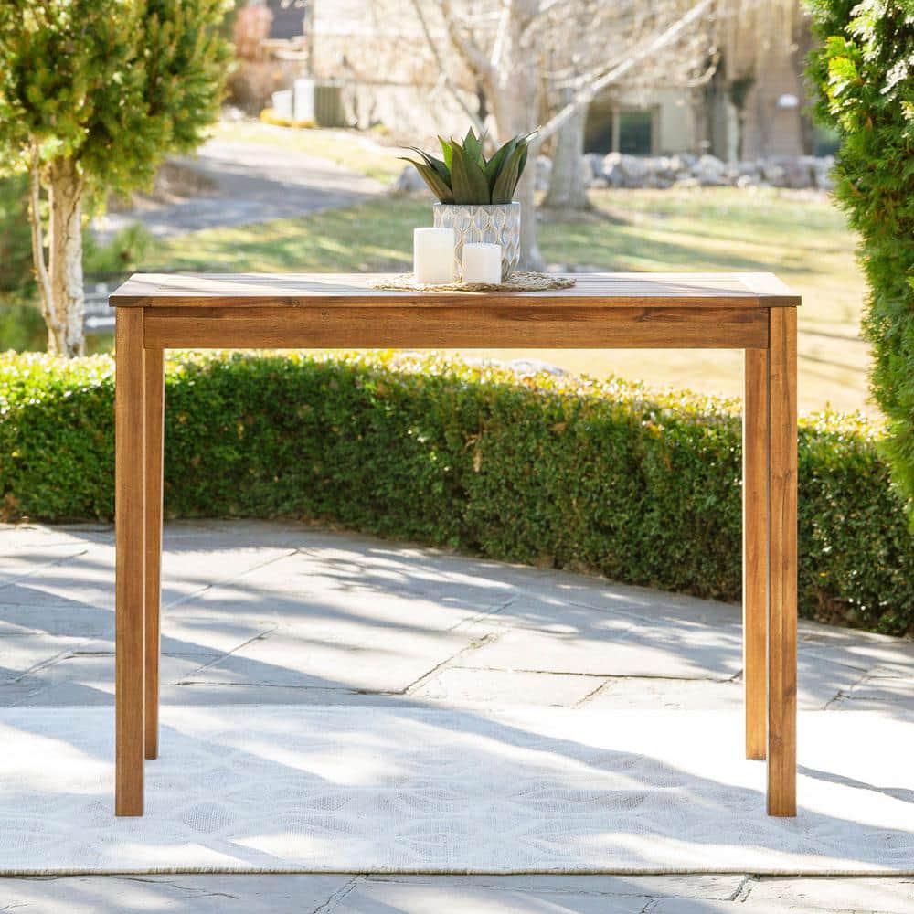 Welwick Designs Brown Rectangle Acacia Wood Counter Height Outdoor Patio Dining Table