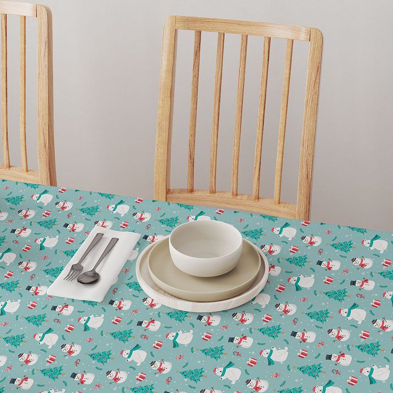 Rectangular Tablecloth， 100% Cotton， 52x104， Holiday Snowmen