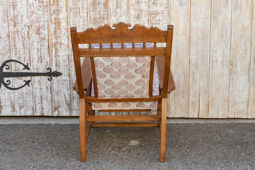 Antique Block Printed Teak Plantation Chair   Traditional   Armchairs And Accent Chairs   by De cor  Houzz