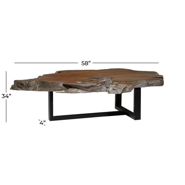 Brown Iron Contemporary Coffee Table 34 x 58 x 4